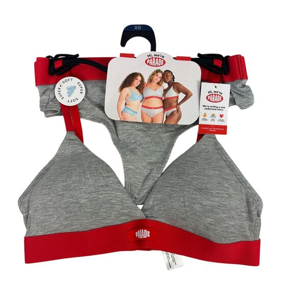 Parade Grey Bralette & Bikini Set Size XS Super Soft Material Adjustable Straps - Picture 1 of 8